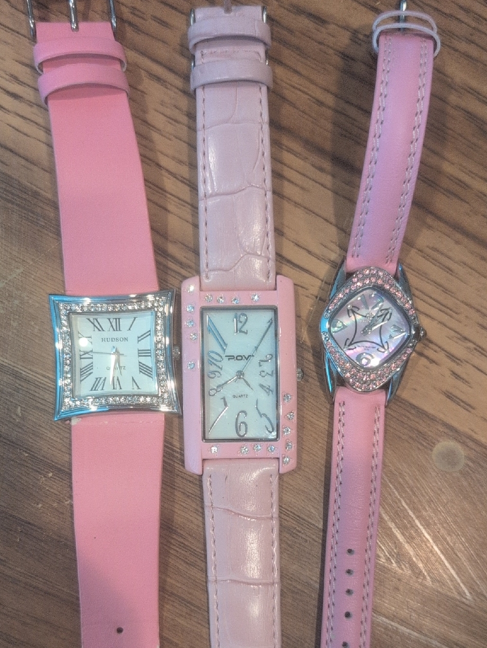 Hudson Jeans And Others Pink Ladies Fashion Watch with Crystal-Trim Case